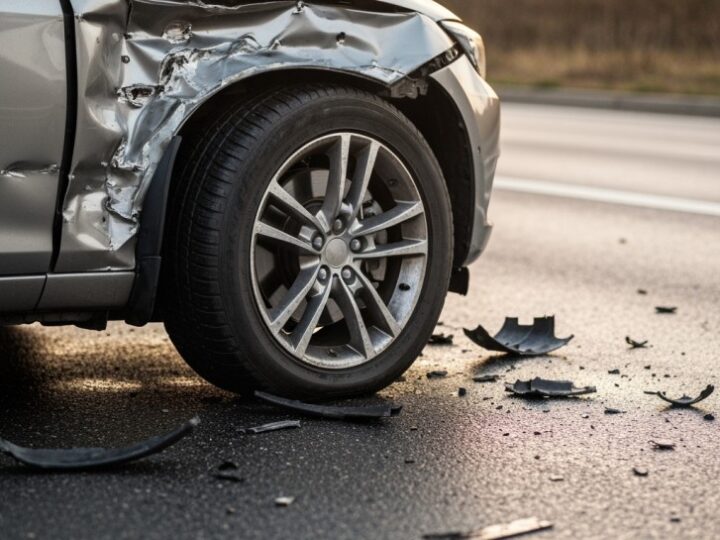 Kolizja na A1: samochód w barierkach, szczęśliwie bez rannych