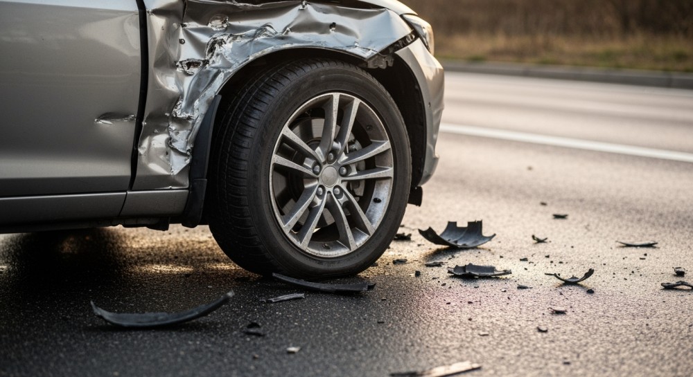 Kolizja na A1: samochód w barierkach, szczęśliwie bez rannych