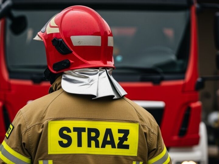 Strażacy z Bytomia zapewniają bezpieczeństwo podczas wycinki drzew w przedszkolu