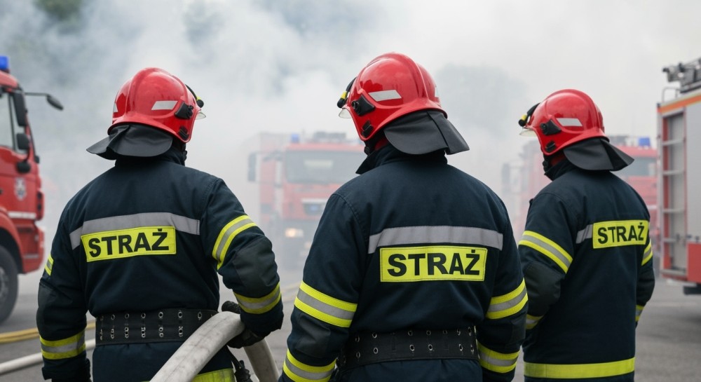 Straż pożarna w Bytomiu gasi pożar trawy po alarmie w operze